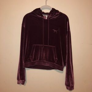 Velvet Cropped PINK Hoodie